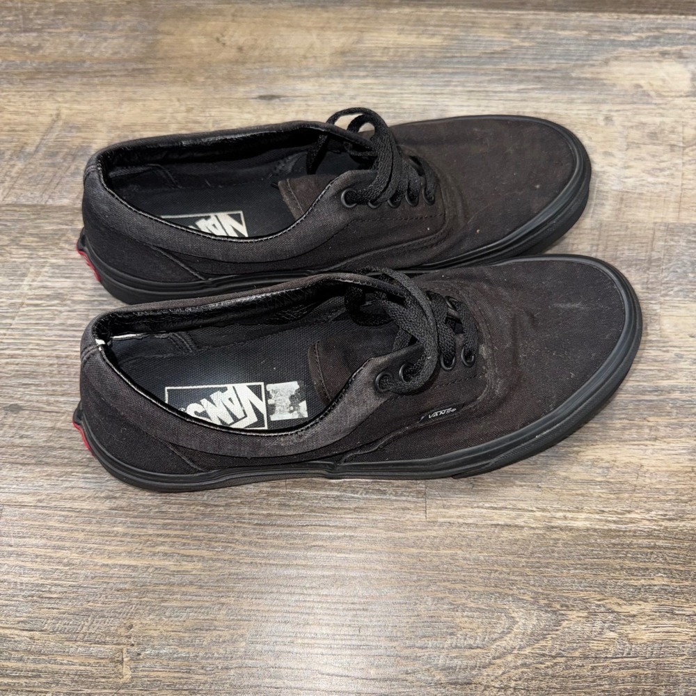 Vans Era Black Black Canvas Sneakers Mens 8 Womens 9.5 Triple Black Low Top Shoe - Picture 5 of 9